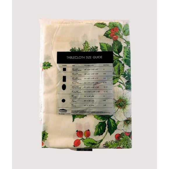 Sunweave Celebration Poinsettia Tablecloth 70 inch Round Permanent Press - Picture 3 of 5